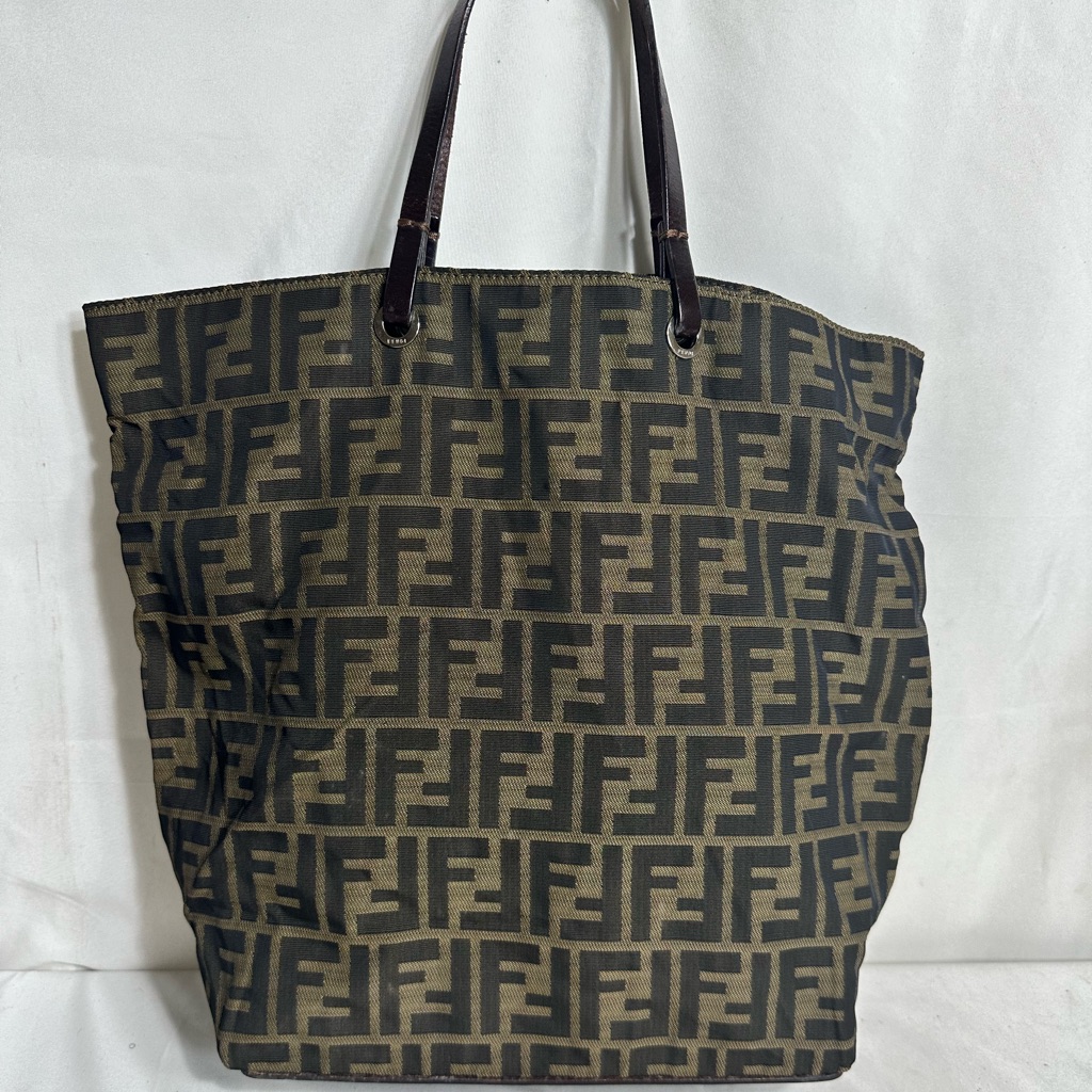 Fend Tote Bag Brown Nylon